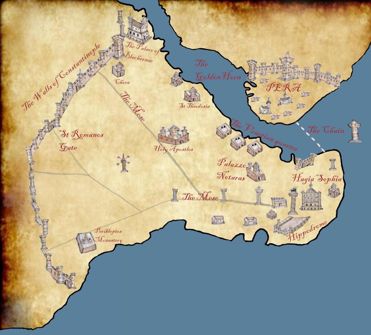 kaart van constantinopel 1453