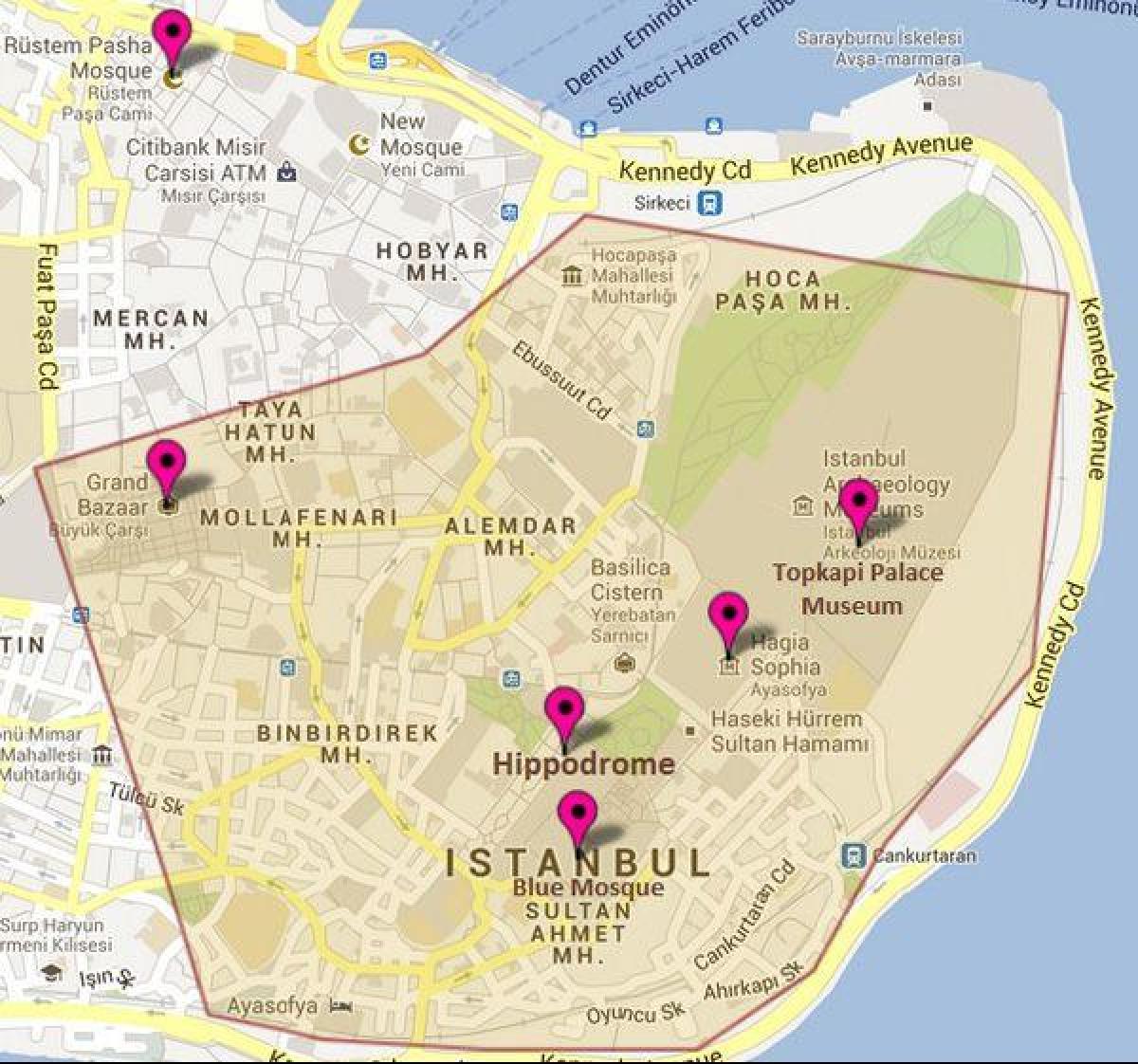 kaart van het hippodroom van istanbul