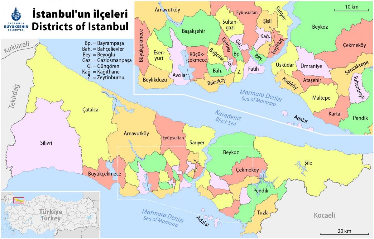 istanbul wijken kaart