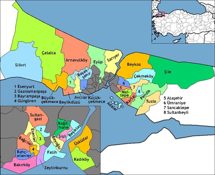 istanbul regio ' s in kaart