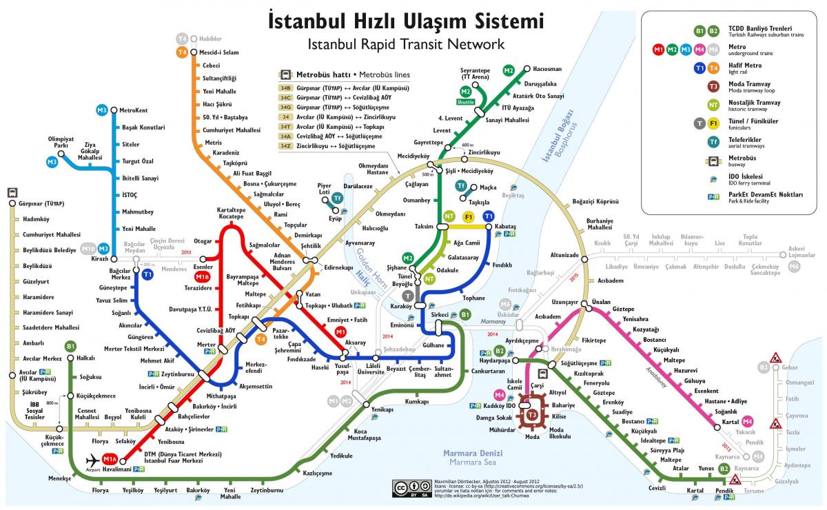 kaart van istanbul kabelbaan