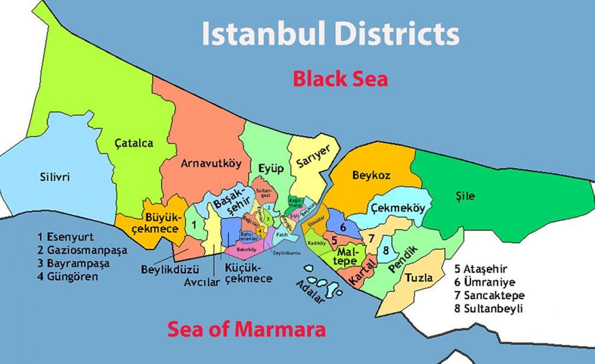 kaart van istanbul gebied