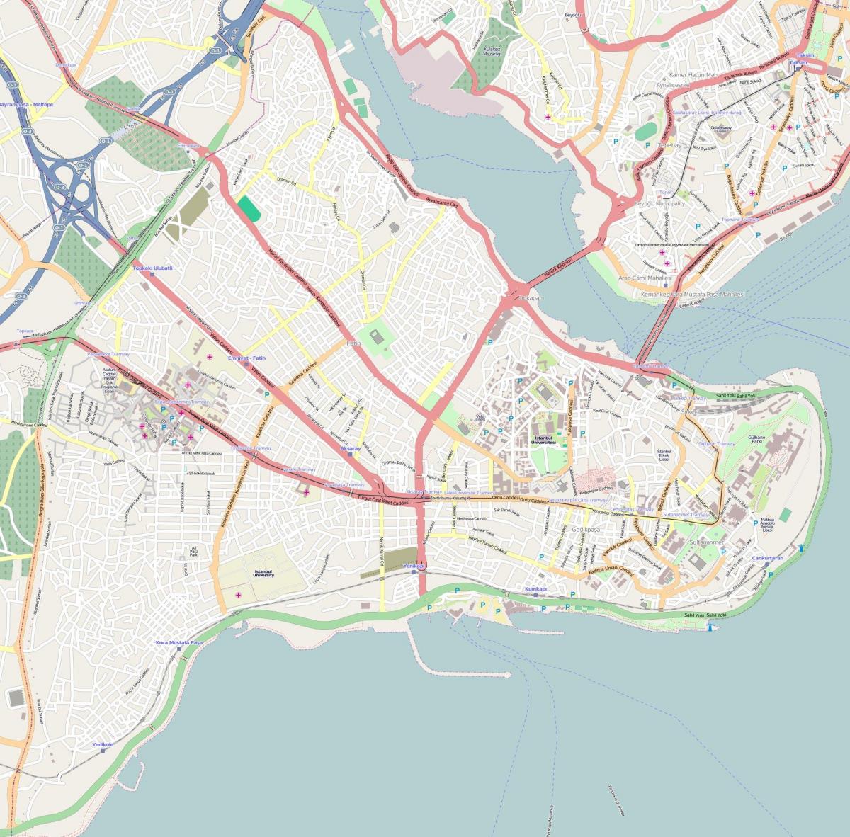 kaart van de wijk fatih van istanbul