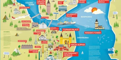 Istanbul plaatsen om te bezoeken kaart